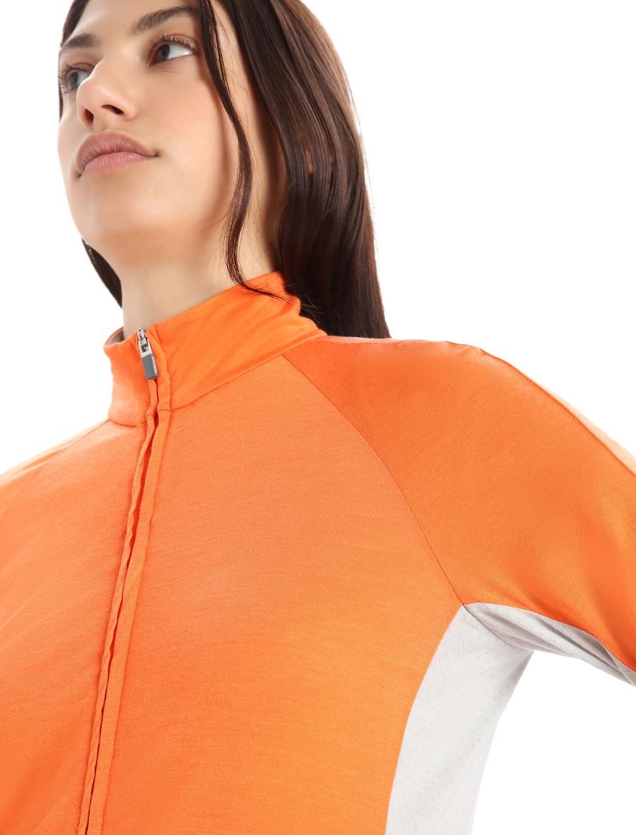 Sweat À Capuche Icebreaker ZoneKnit™ Merino Long Sleeve Zip Femme Orange Beige | FR 1667DFMN